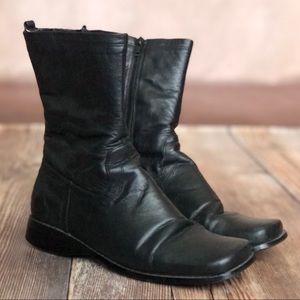 Real Comfort Black Leather Boots Size 6.5
